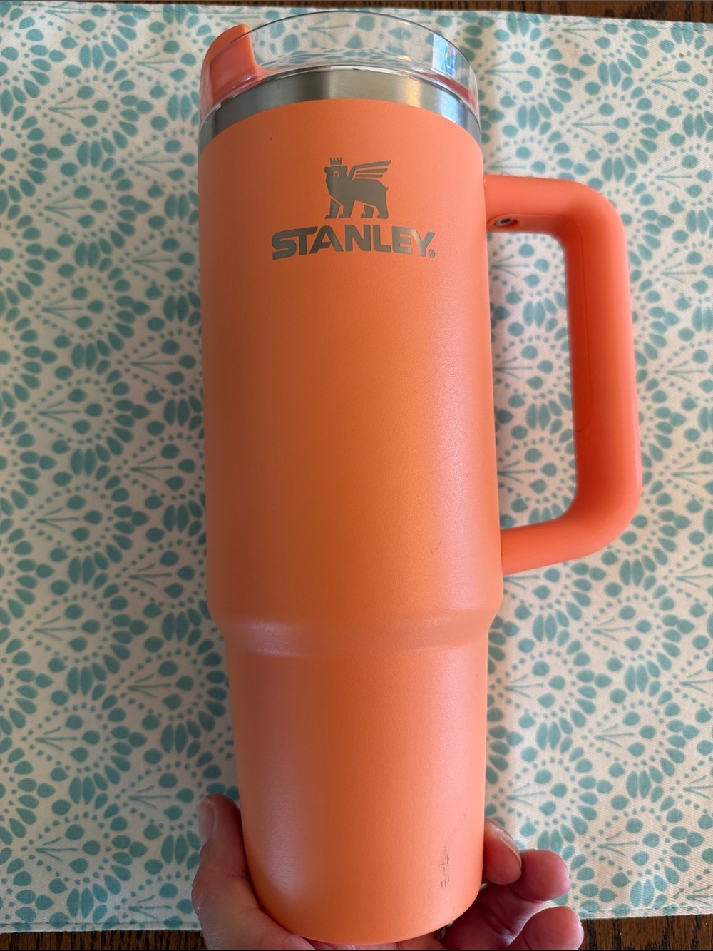 40 oz Stanley Turquoise and 30 oz Coral Insulated Travel Mugs with Handles - Picture 8 of 13